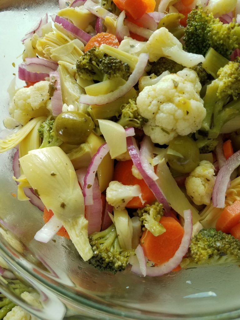 bowl of marinated vegetable salad