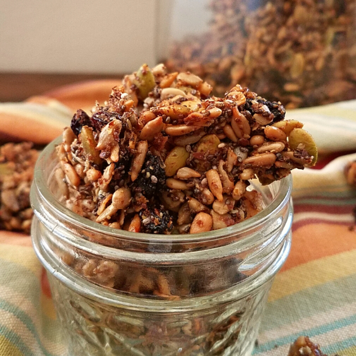 nut-free granola in mason jar