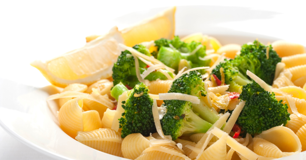 Pasta with broccoli in a bowl